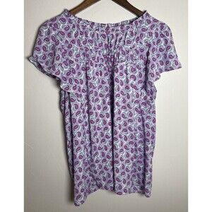 Loft Blouse Paisley Ruffle Colorful Flowy Women's Size Large Beachy Boho